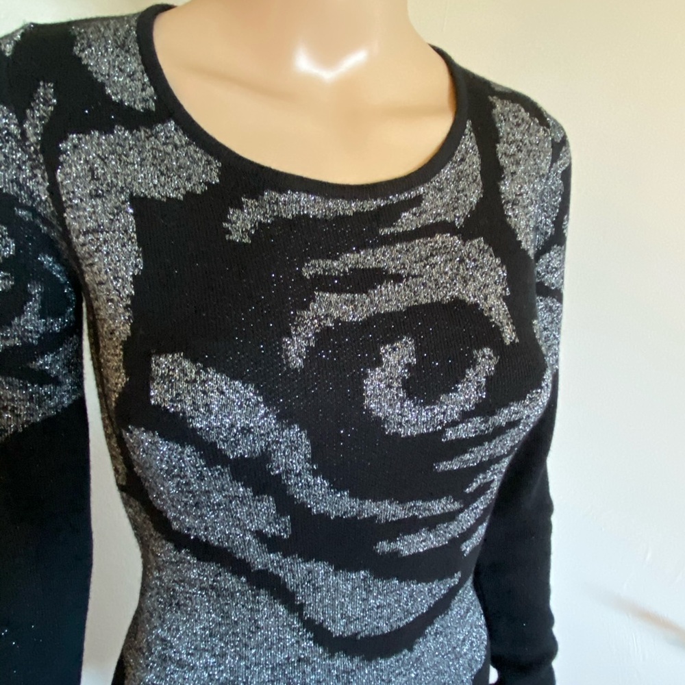 Black/Silver Metallic rose sweater dress